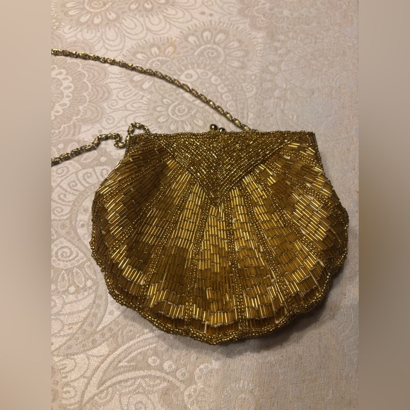 La Regale Handbags - La Regale Ltd. Vintage Gold Beaded Evening Clutch